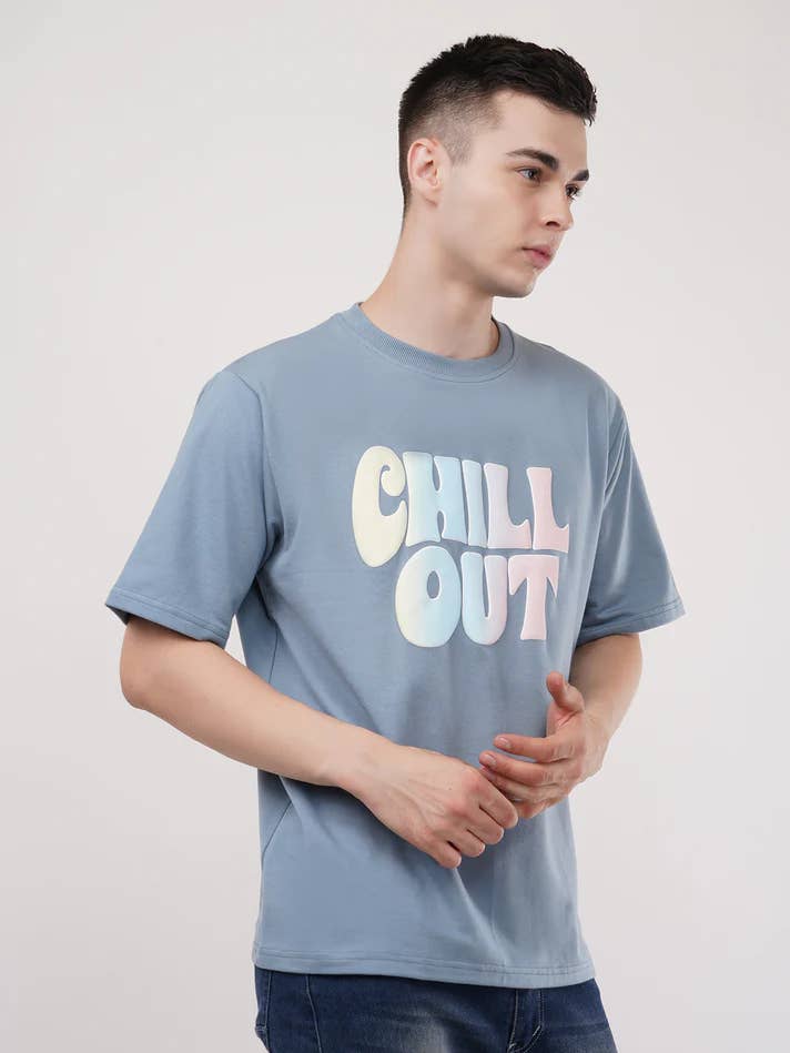 Camiseta Oversize de Manga Corta y Cuello Redondo Chill Out para venta al por mayor de Colourjoylondon