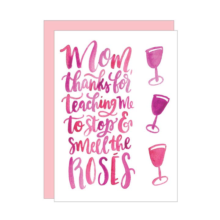Tarjeta de felicitación Mom + Wine para venta al por mayor de Katie Elizabeth Lettering