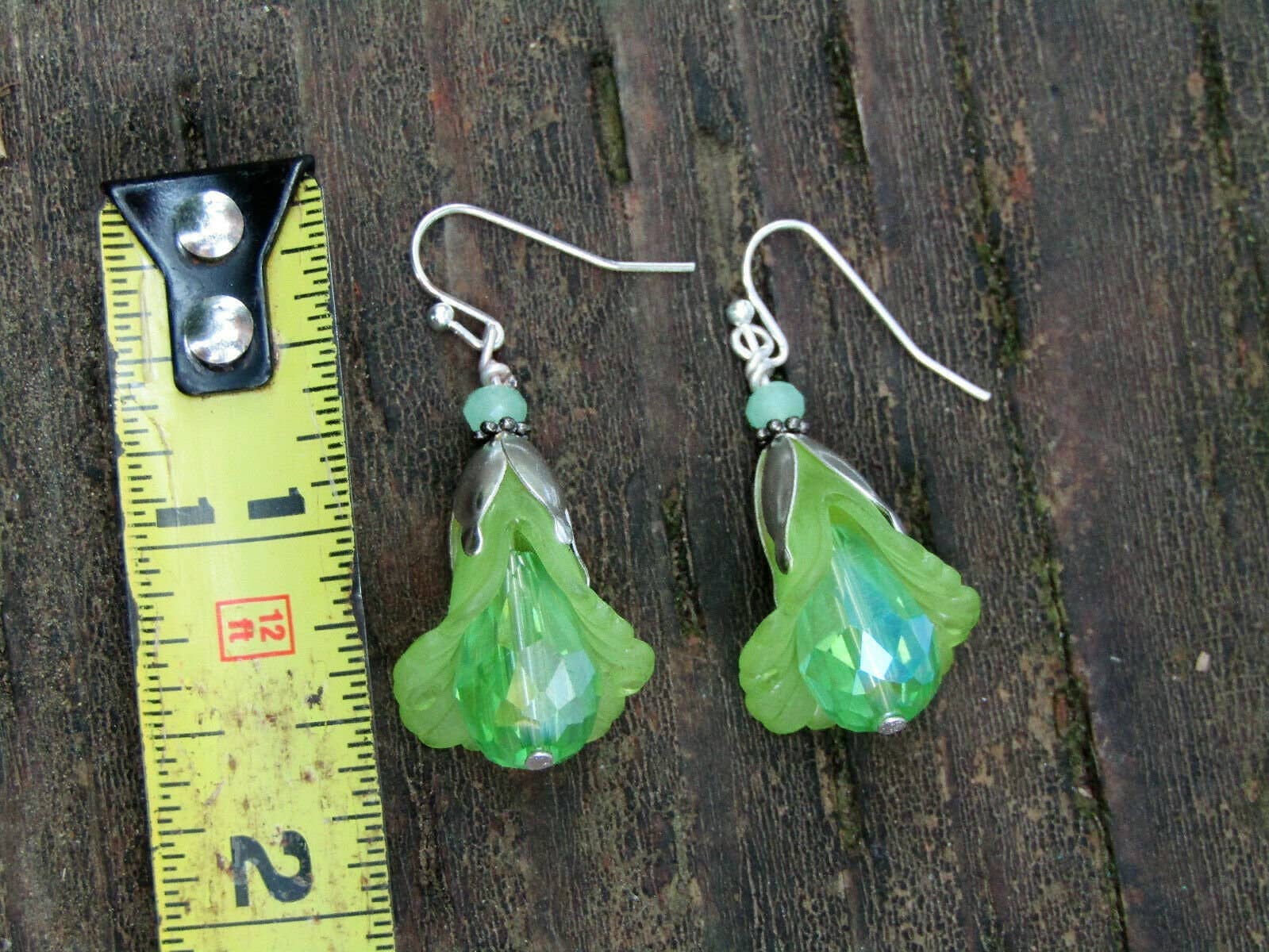 Bad Apple Designs - Wholesale Dangle Earrings - Handmade Silver Lucite Flower Crystal Dangle Earrings7