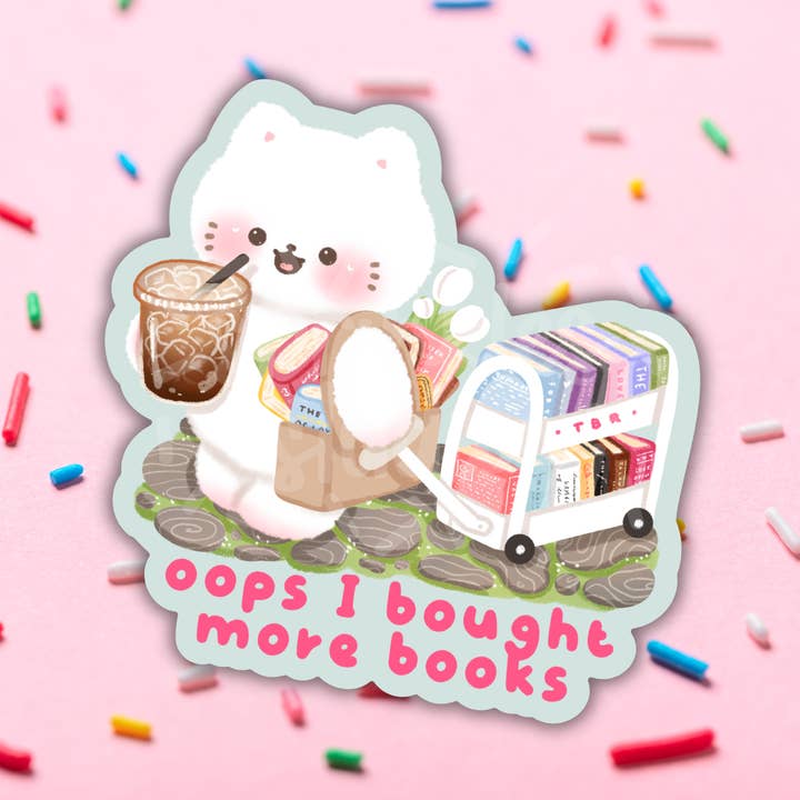 Oops I Bought More Books Vinyl Sticker for wholesale by Sprinkles Studios