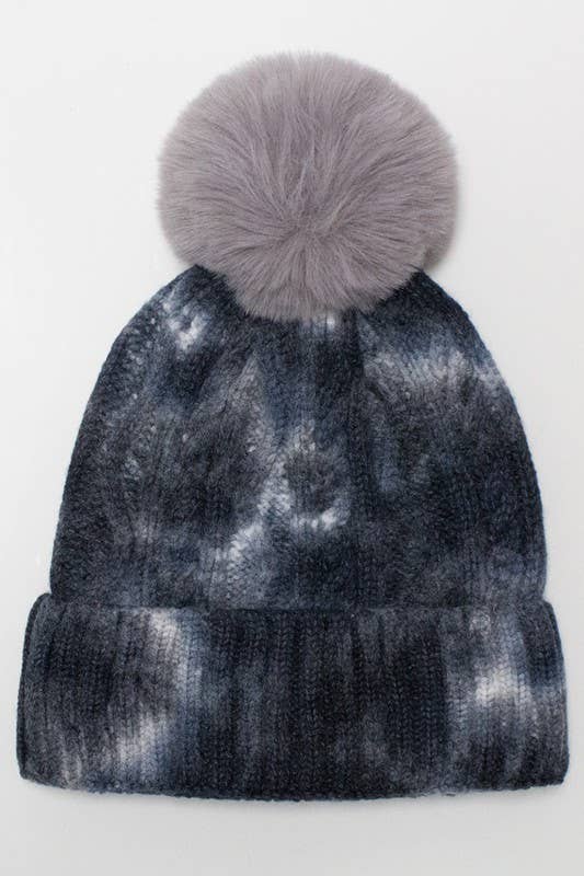Suzie Q USA - Wholesale Beanie - Women's - Tie Dye Knitted Fur Pom Beanie6