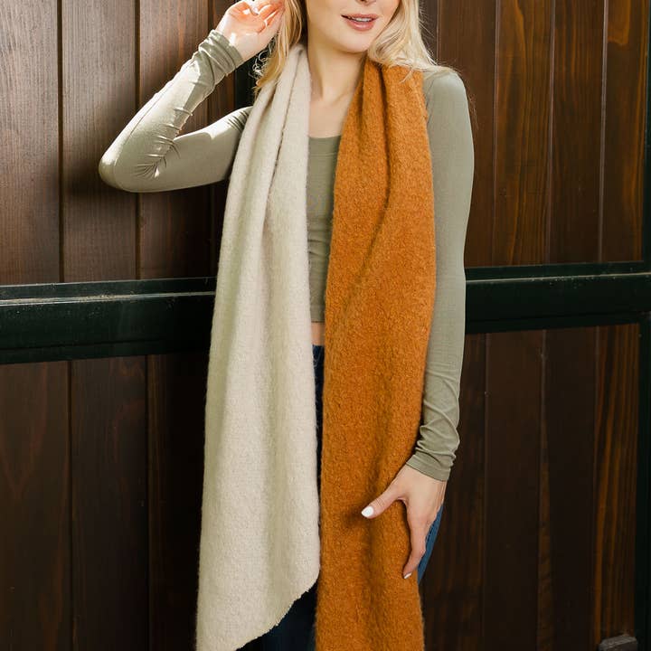 Leto Accessories - Wholesale Scarf - Women's - Trendy Cozy Colorblock Scarf – Double-Tone Comfort3