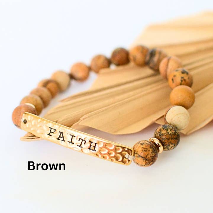 Two and Crew - Wholesale Beaded Bracelet - FAITH Stone Bible bracelet Catholic Christian jewelry