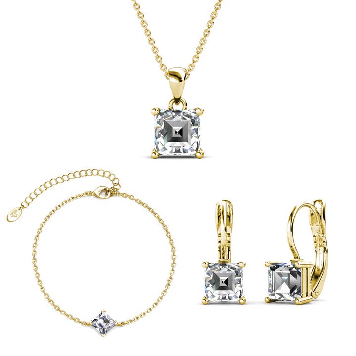 Parures Simple Square - Doré Et Cristal pour la vente par CARALI / MYC Paris