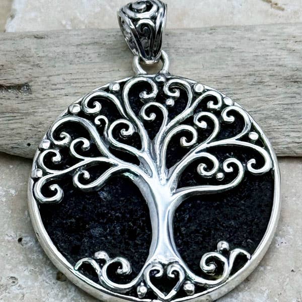 Sterling Silver & Paua Shell Tree of Life Pendant (Large) for wholesale by Goddess Design Studio