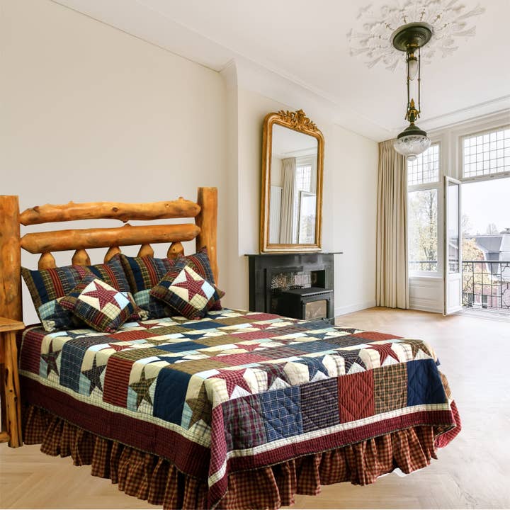 Édredon en forme d'étoiles et de carrés, édredons en coton patchwork. pour la vente par Patch Magic