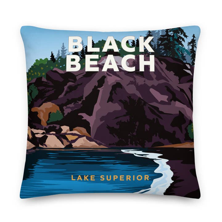 Landmark MN | Black Beach Premium Pillow for wholesale by Legendary Landmark Art Prints