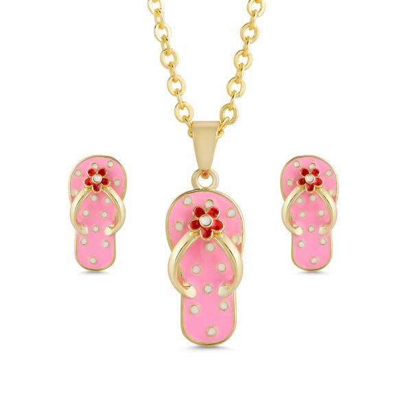 Flip Flop Stud Earrings And Necklace Set for wholesale by Lily Nily