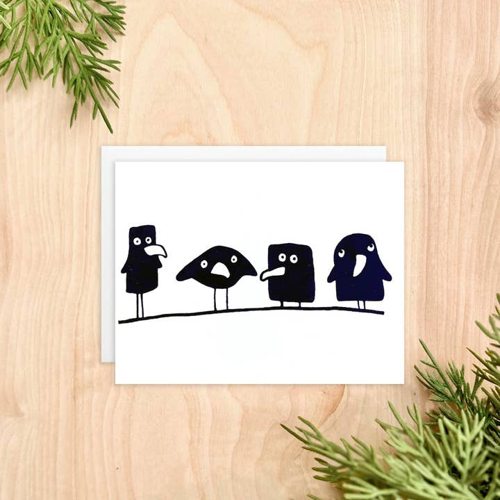 4 Funny Ravens Greeting Card for wholesale by Printworthy