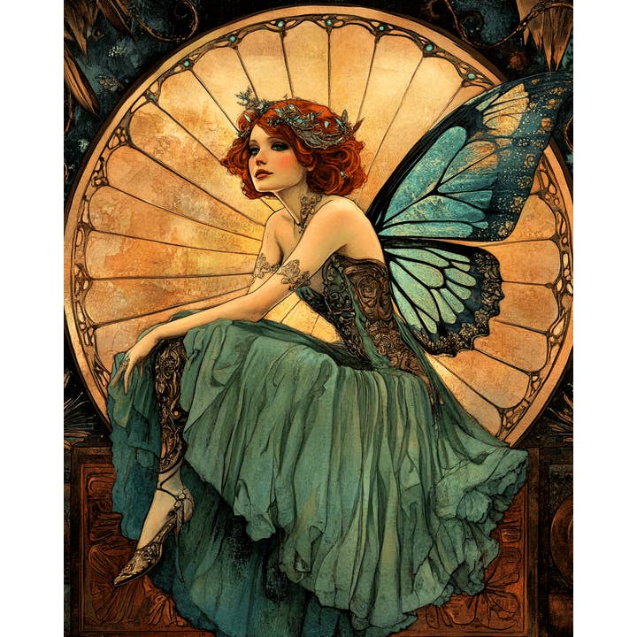 Mowbi - Wholesale Art Print - Nouveau Dreaming Fairy - Fairies Wall Art Prints – 8″x10″ Artwork for 11″x14″ Frame