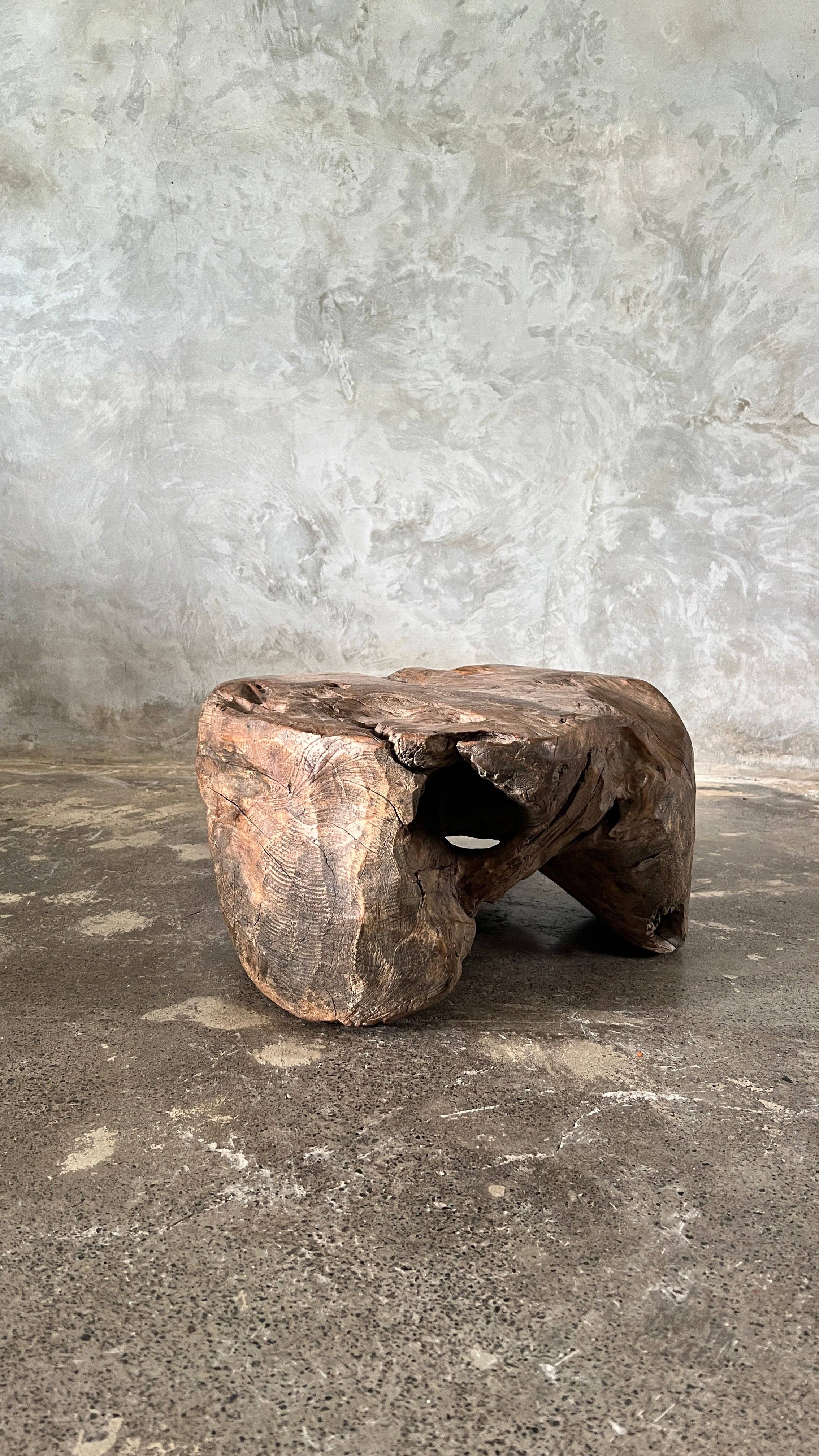 Office Objets - Wholesale Side Table - Small round coffee table in solid monoxyle organic teak D:47 H:253