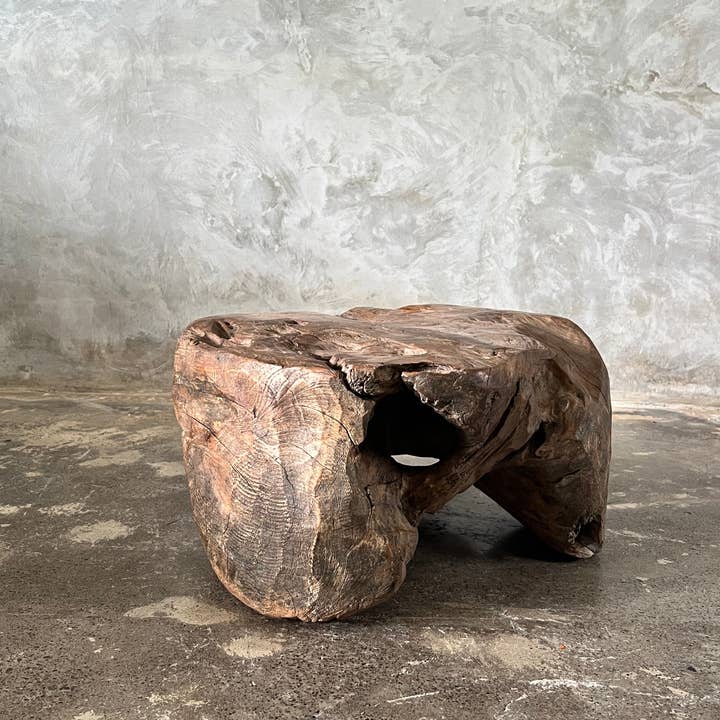 Office Objets - Wholesale Side Table - Small round coffee table in solid monoxyle organic teak D:47 H:253