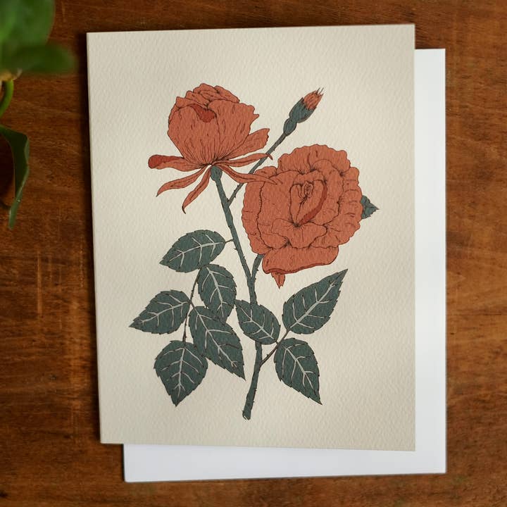 Rose (Promise of Strength) | Botanical Greeting Card | A2 and other Purchase Wholesale linden. Free Returns & Net 60 Terms on Faire trending on Faire.