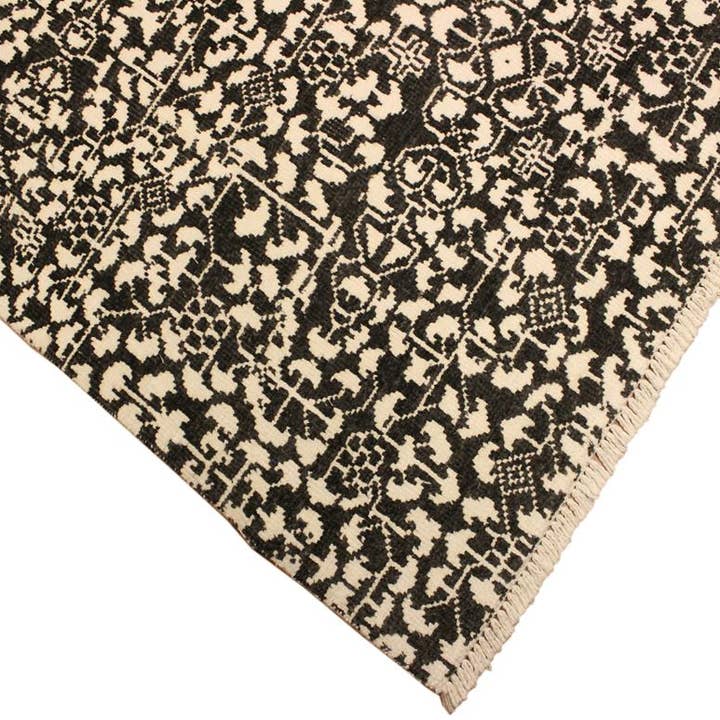 Modern Ellie Black/Ivory Wool&Silk Rug - 4'0'' x 5'11'' for wholesale by Arshs Fine Rugs