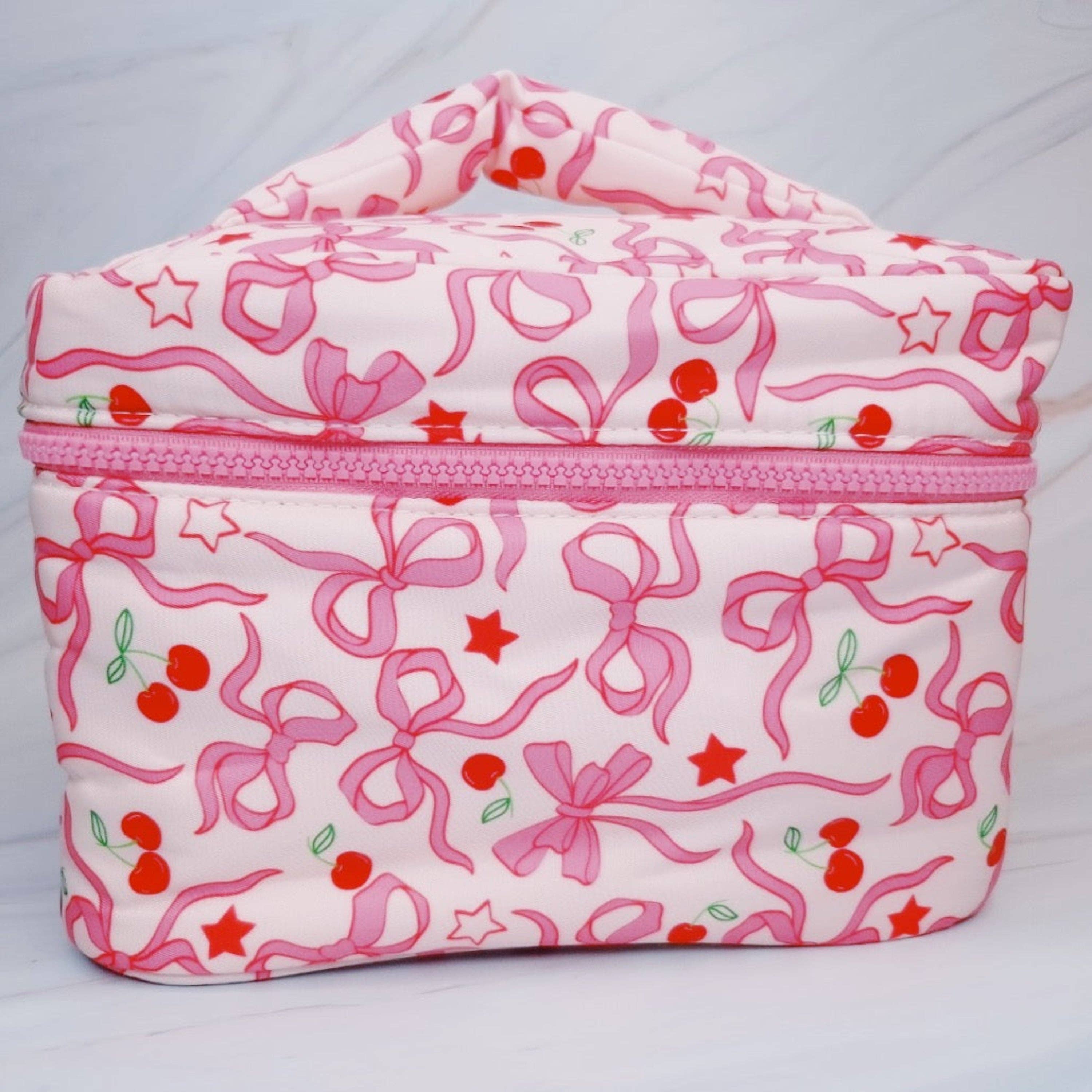 Ellison+Young - Wholesale Makeup/Cosmetic Bag - Cherry Bowtiful Travel Cosmetic Case With Handle2