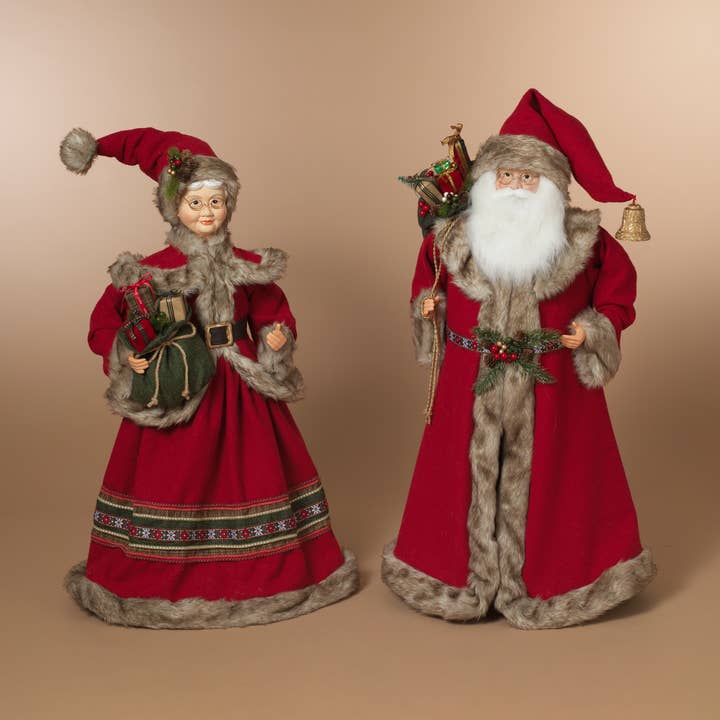 Gerson Christmas 36"H Polyester Holiday Mr. & Mrs. Santa, 2 for wholesale by The Gerson Companies