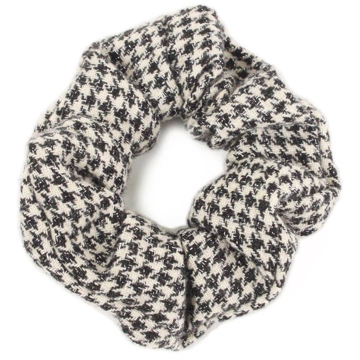 Mini Houndstooth Check Scrunchie Hair Band for wholesale by Fashion City