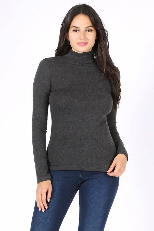 Color 5 - Wholesale T-Shirt - Women's - Solid color turtle neck long sleeve cotton lycra t shirt16