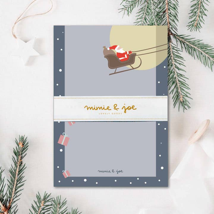 Notizblock "Weihnachtsschlitten" für den Großhandel von mimie & joe