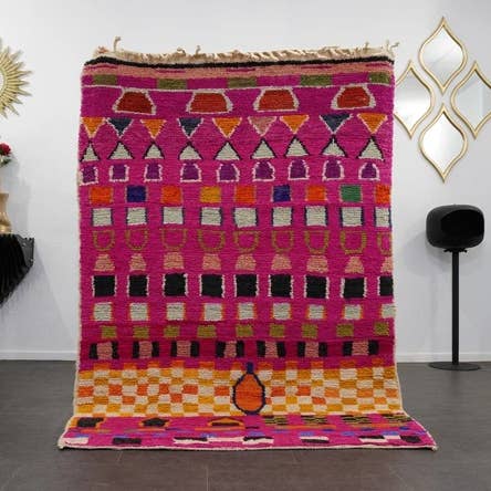 Colorida alfombra Beni Ourain, alfombra de lana, alfombras marroquíes hechas a mano para venta al por mayor de BohoVibeCraft