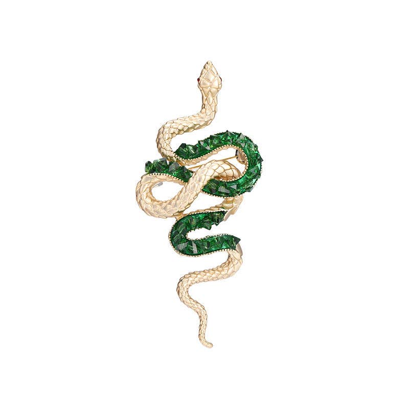 Perimade & Co. LLC - Wholesale Brooch - Dainty Gold Color Gemstone Snake Pin Brooch in Solid Copper5