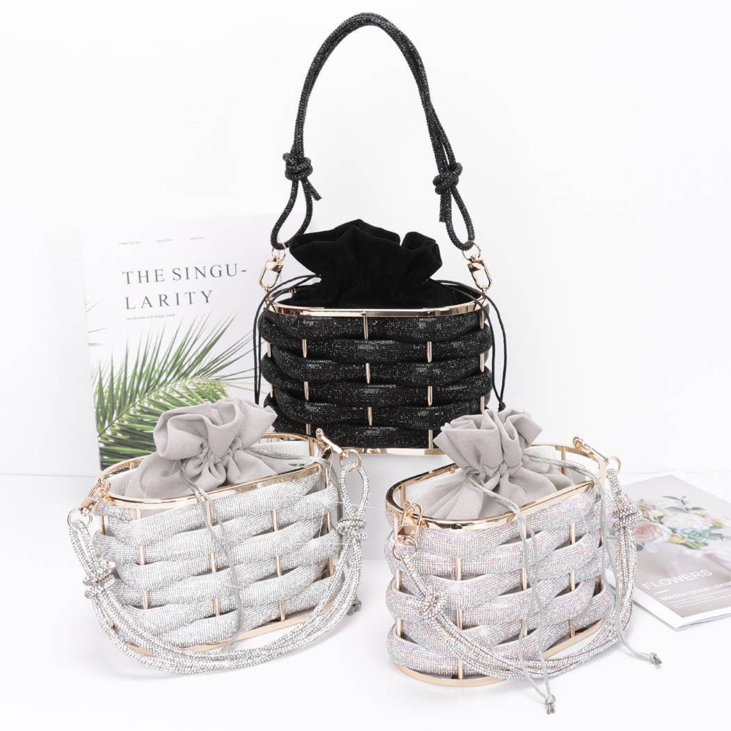 3AM BY H&D ACCESSORIES - Vendita all'ingrosso Pochette - Donna -  Pochette con strass a cestino dorato5