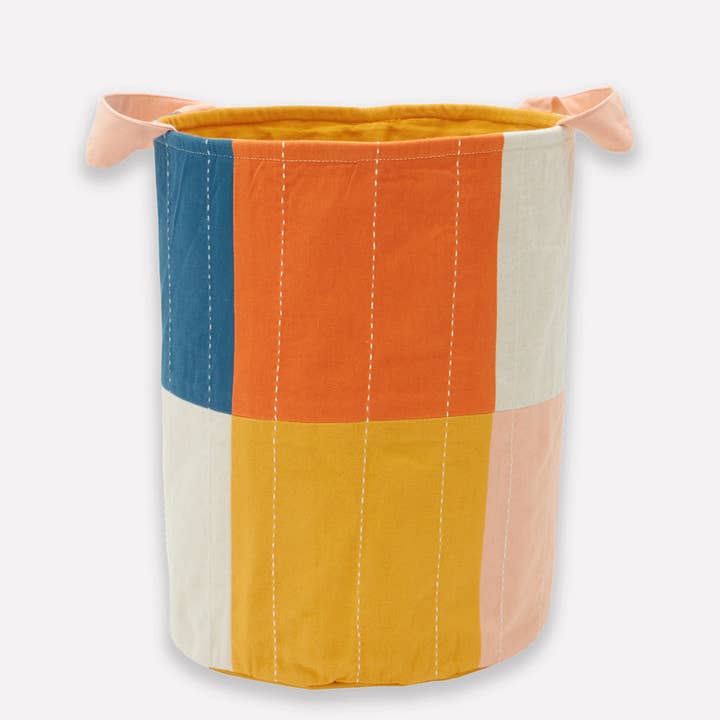 Anchal - Wholesale Basket - Kids & Baby - Checkered Fabric Storage Bin - Mustard2