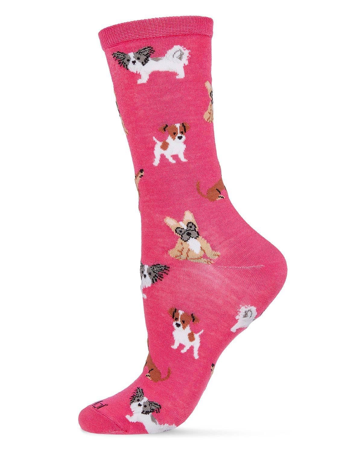 Denim Heather MeMoi They Call it Pupper Love Bamboo Blend Crew Socks for wholesale on Faire3