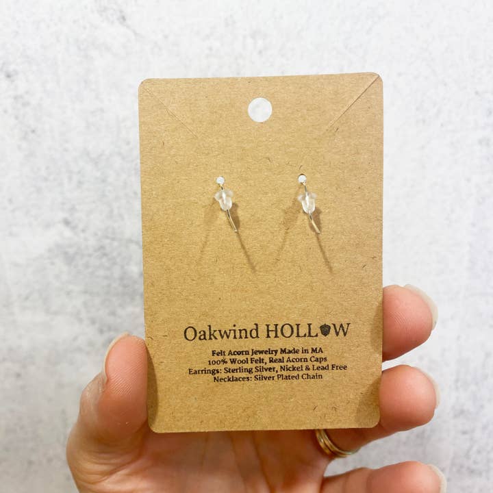 Oakwind Hollow - Vente Boucles d'oreilles pendantes - Boucles d'oreilles en forme de gland en feutre Lavender Fall Woodland Jewelry5