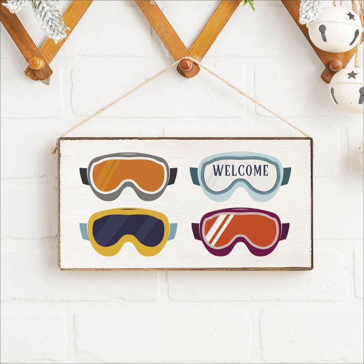 Ski Goggle Vibes Twine Hanging Sign for wholesale by Rustic Marlin