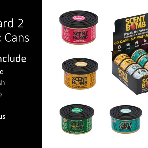 Scent Bomb - Wholesale Air Freshener - Scent Bomb Air Freshener Organic Cans Mix 2