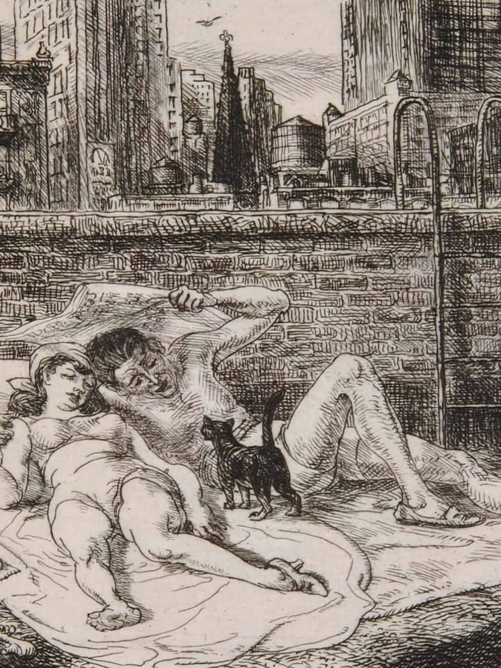 Banhistas no Telhado por John Sloan, 1941 - Cartão Postal por atacado de Flashback Shop