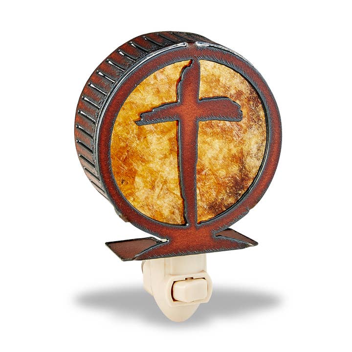 Rugged Cross Circle Nightlight for wholesale by Rustic Ironwerks