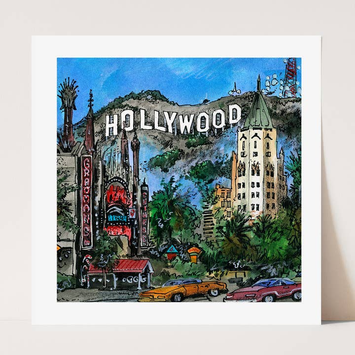 Hollywood Hills Vintage California Full Colour Poster for wholesale by Totally Toronto Art/Sassy City Studio