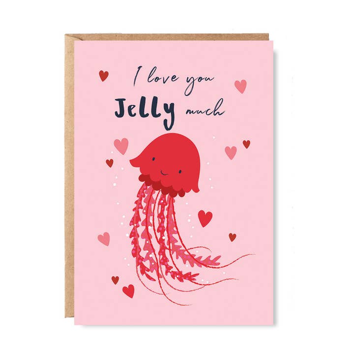 Quirky Jellyfish Valentine's / Love Card for wholesale by Klara Hawkins