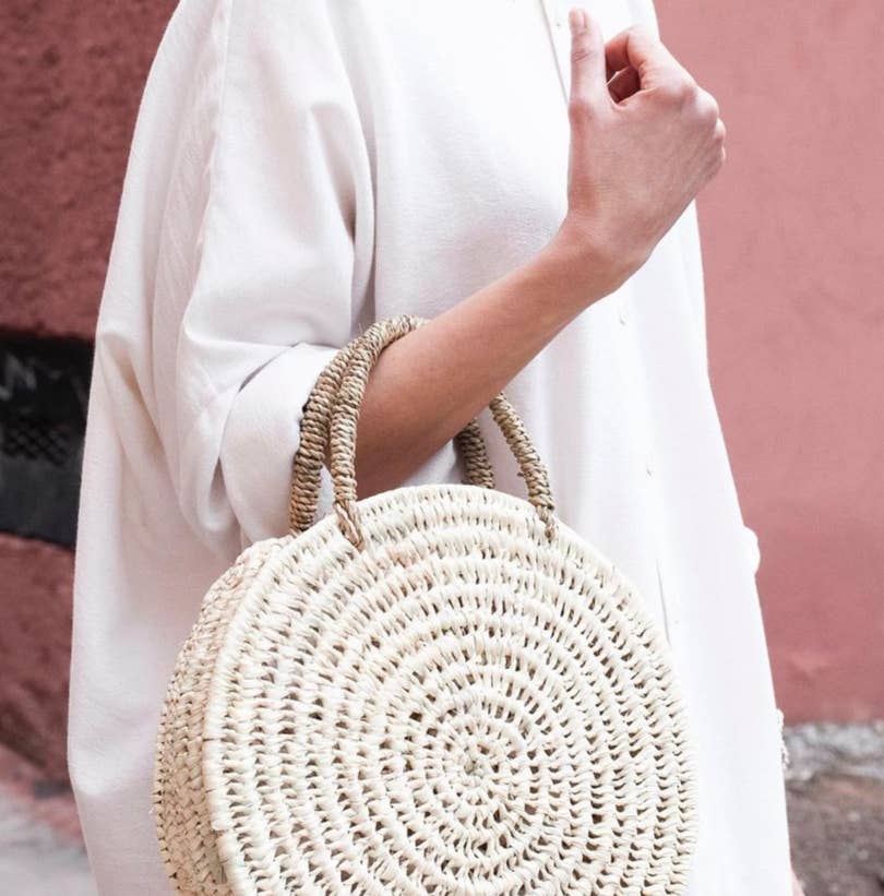 Mikwi – wholesale Basket – Round basket with Palm Leaf handles, Moroccan straw bag3
