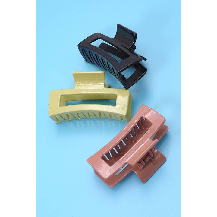 JOSSLYN by wall to wall - Wholesale Hair Clip - Women's - PEARLIZED RECTANGLE HAIR CLAW CLIPS | 40H655