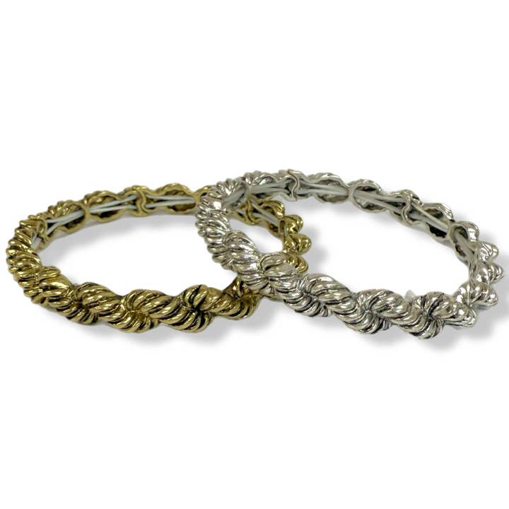 Pulseras elásticas de metal con cuerda pequeña retorcida para venta al por mayor de Accessories To Go