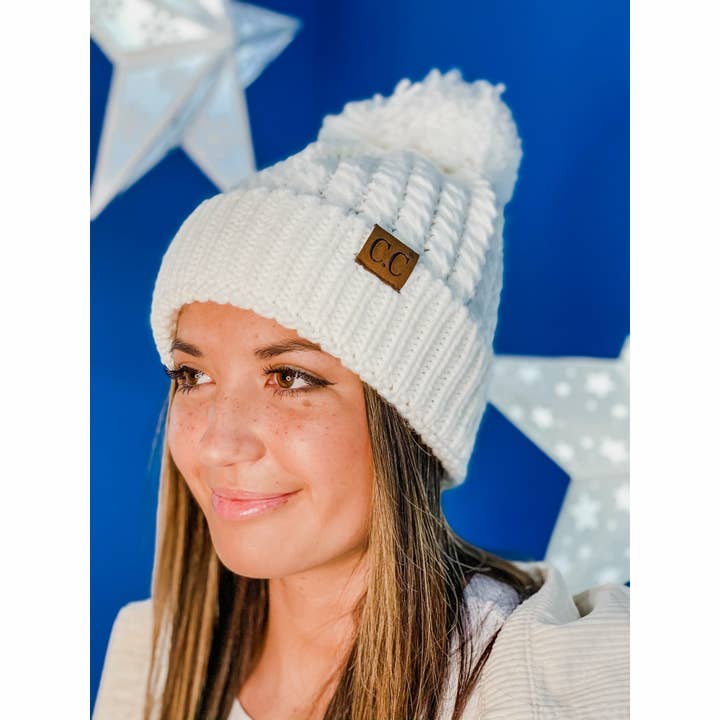 C.C Beanie - Wholesale Beanie - Women's - Twisted Mock Cable Knit Pom Beanie HAT2054