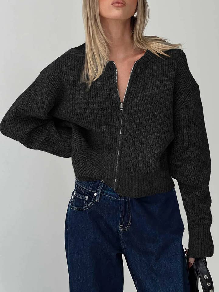 Cardigan zippé à manches longues pour la vente par ClassiQ