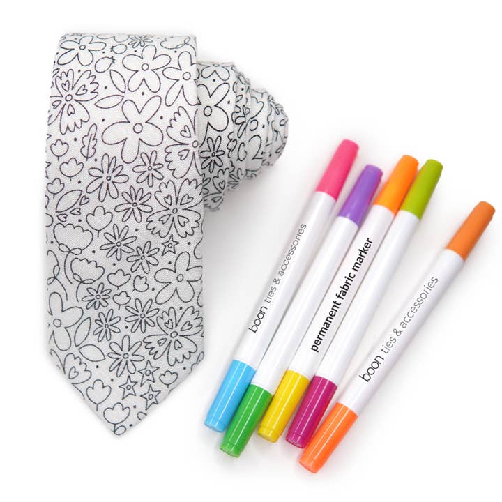 Ensemble cravate à colorier et marqueur Rad FLORAL pour la vente par Boon Ties