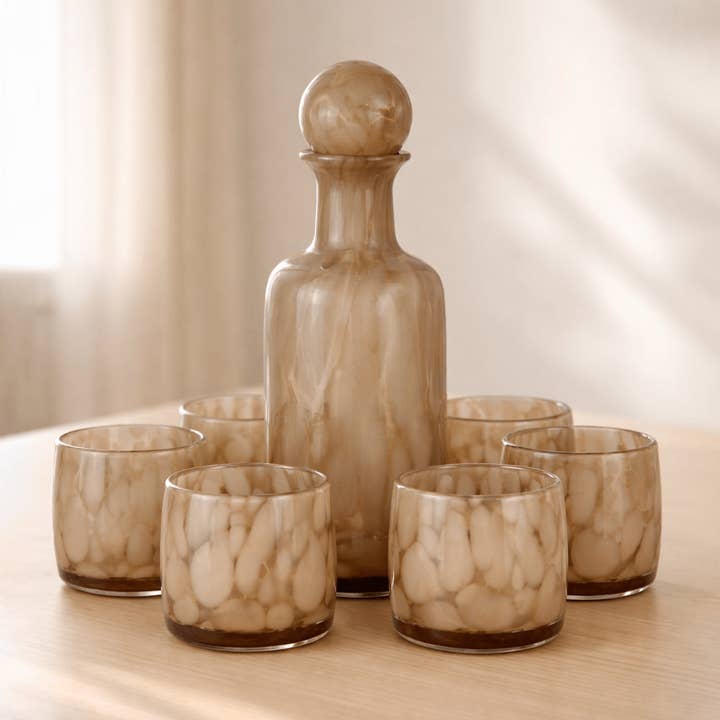 Karaffel Lella i krakeleret mundblæst glas Honning for engroshandel hos KALYS