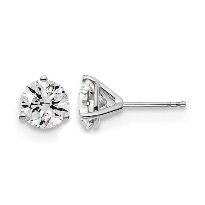 14K White Gold Round Shape Lab Diamond Stud Earrings for wholesale by Fine Diamond