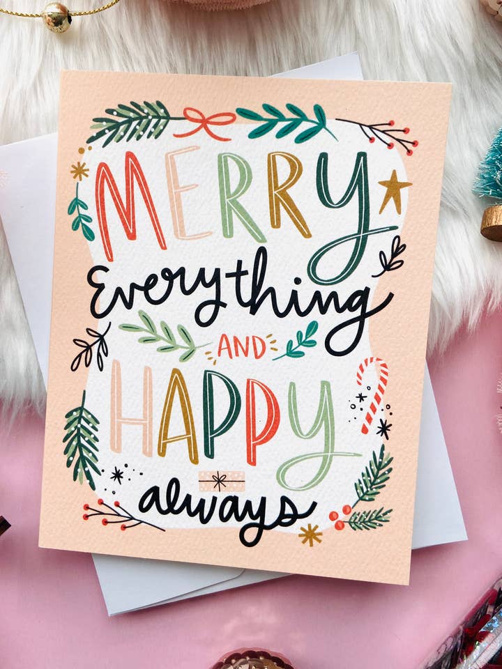 Christmas Merry Everything Happy Always - Greeting Card for wholesale by Makerie Day
