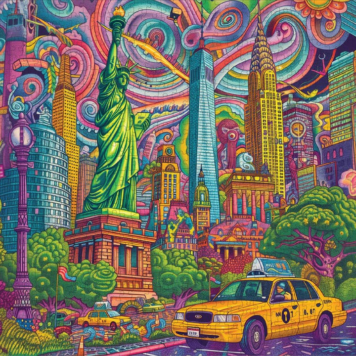 Rompecabezas clásico Mystic Manhattan de 1000 piezas para venta al por mayor de Trippy Puzzle Co