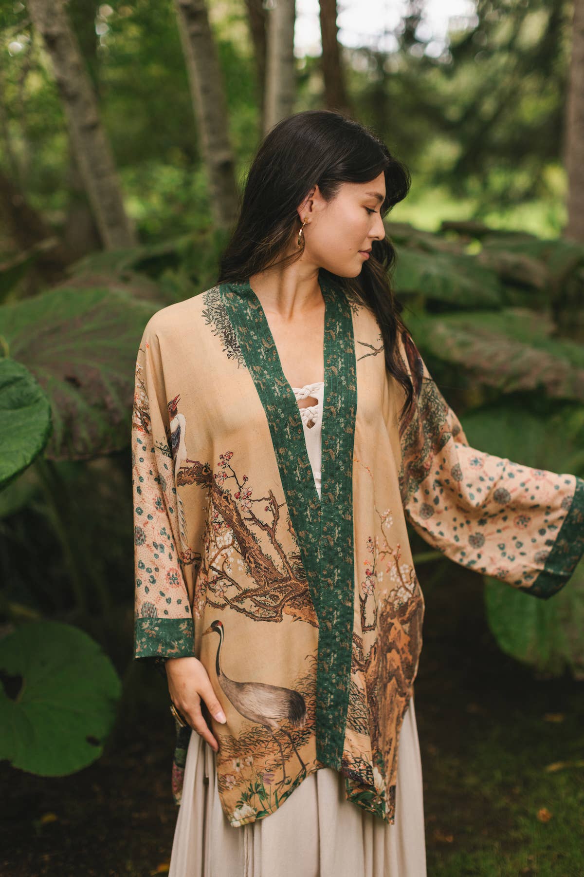 Market of Stars (USA) - Wholesale Kimono - Women's - Fable Matinée Duster Kimono w/ Deer and Moon, mid-length13