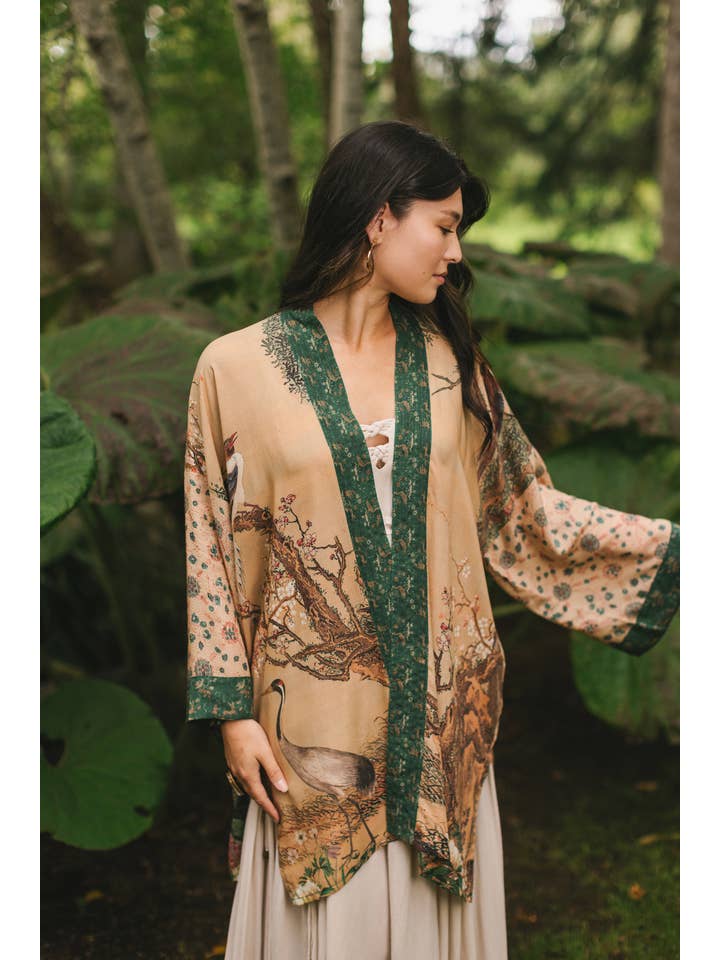 Market of Stars (USA) - Wholesale Kimono - Women's - Fable Matinée Duster Kimono w/ Deer and Moon, mid-length13