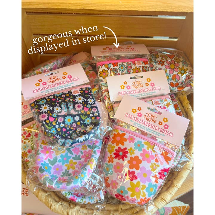 Elle Nicole - Wholesale Drink Huggers & Koozies - Coffee Cup Cover - Sage Bloom - Iced Drink Sleeve