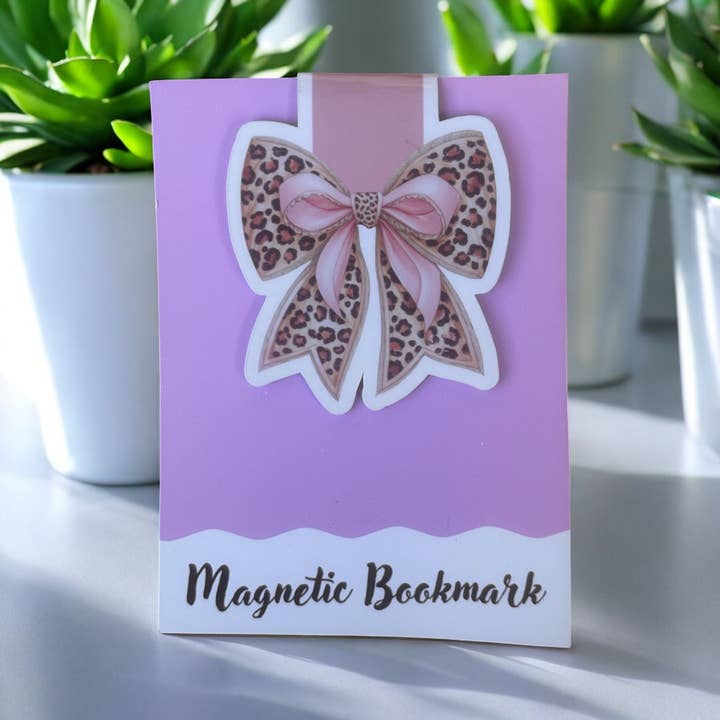 Marcador magnético com laço coquete de estampa de leopardo, salva páginas, presente para amante de livros por atacado de simply creative