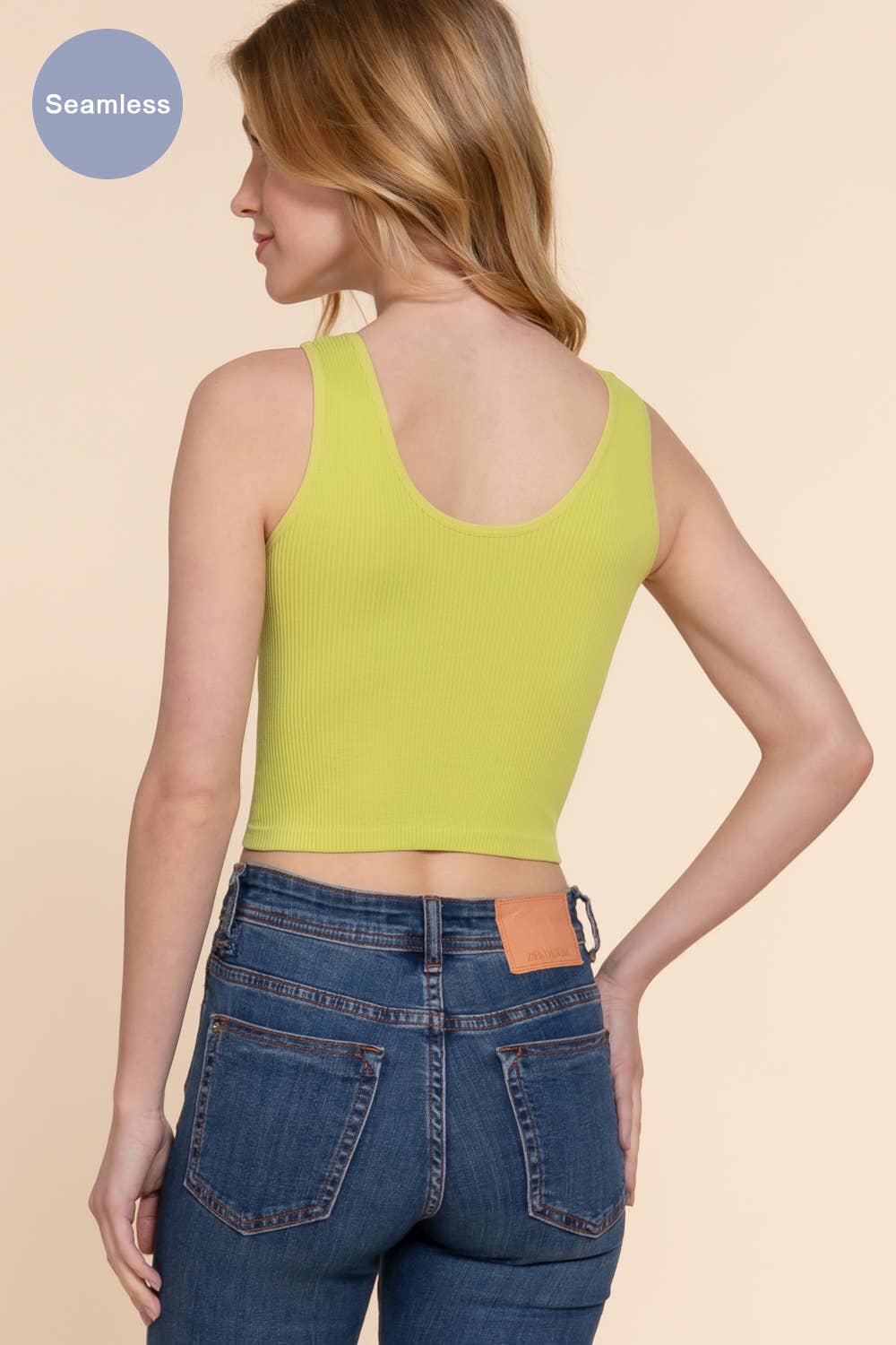 Active Basic | Active USA - Wholesale Tank Top - Women's - Reversible V-neck/round Neck Seamless Crop Tank     1